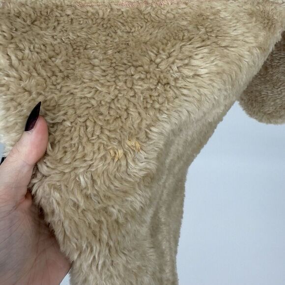 Zara Tan Faux Suede Teddy Sherpa Jacket Coat Oversized Size Large Pink - Picture 5 of 11